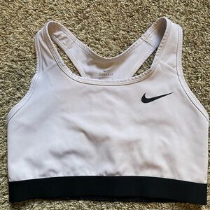Nike White and Black Sports Bra Racerback Moisture-Wicking